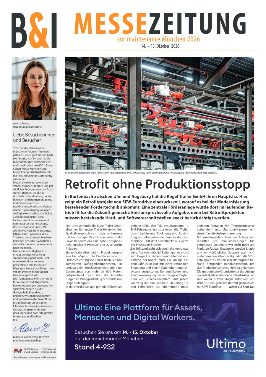 Titelseite B&I Messezeitung München · OKT 2026